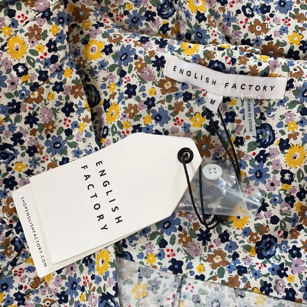 ENGLISH FACTORY Blue Floral Print Ruffle Top - Picture 7 of 10